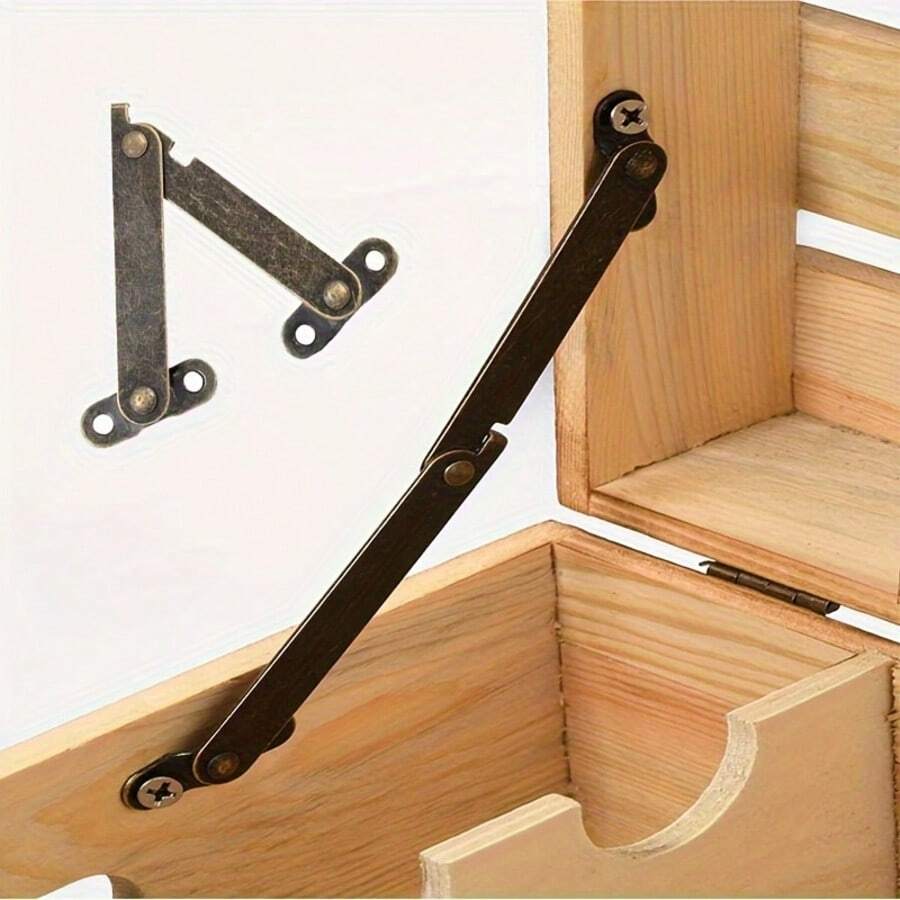 4pcs Folding Lid Support Hinges, Bronze Color Lid Support Hinges, Lid Support Hinges, Suitable For Furniture, Cabinets, Wooden Boxes And Jewelry Boxes Display Support
