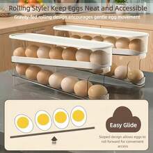 2pcs Double-Layer Rotating Egg Dispenser, Refrigerator Egg Storage Box, Automatic Egg Rack, Large Capacity Kitchen Egg Holder - View 5