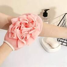 2pcs Bath Sponge Gloves + 2 Hooks Combo Set, Blue For Men, Pink For Women, Double-Sided Scrubbing & Foaming Practical Bathroom Set - Multicolor - View 7