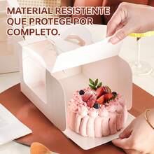 10 Piezas Cajas para Pasteles 6 y 8 Pulgadas con Ventana y Asa, Caja de Repostería Plegable para Panadería, Fiestas y Repostería Casera - Blanco de 6 pulgadas - Ver 3