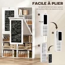 Opklapbaar bureau voor aan de muur met opbergruimte, boekenkast, werkplek, krijtbord en verstelbare plank. - A - Bekijken 6