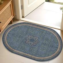 1pc Oval Flannel Door Mat, Soft Comfortable Absorbent Non-Slip Machine Washable With Anti-Slip Backing, Suitable For Entrance, Living Room, Bedroom, Kitchen, Bathroom, Patio, Hallway, Multi-Functional Home Floor Mat Holiday Decor Rug - Multicolor - View 4