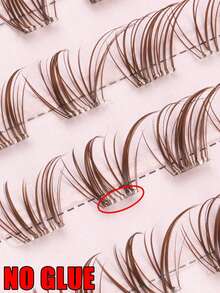 80 Pcs No-Glue Brown Fluffy Clusters, Slender Light Soft Fine Tips Arranged For Airy Native Lash Effect, Self-Adhesive Easy Application, Great For Relaxed Weekend Outings, School Looks, And Versatile Everyday Scenes. - C - View 6