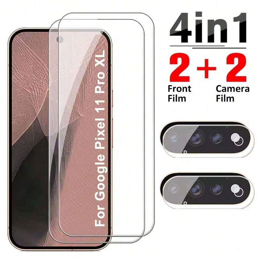 2+2pcs Set Compatible With Honor X7e/X6e Tempered Glass Screen Protector Full Coverage High Definition Phone Screen Protector Camera Lens Film Lens Protector Anti-Scratch Anti-Explosion Bubble-Free - Clear - View 1