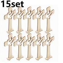 6/15pcs Wood Peace Dove Decorations Suitable For Home, Wedding, Baptism, Garden - DIY Handmade Dove Figurines With Base, Table Centerpieces For Halloween Parties, Cross Decor, Rural Cottage & Holiday Table Setting Crafts, Christmas - Apricot - View 9