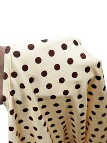 Casual Fashion Polka Dot Square Neck Ruched Tie Front Ruffle Long Sleeve T-Shirt Top, Autumn/Winter New Style, Versatile For Daily Wear - Yellow - View 8