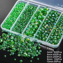 QIAO Green Flat Bead Set, Beading Set, Includes 5 Sizes: 3mm, 4mm, 6mm, 8mm, And 10mm. Suitable For Making Jewelry, Succulent-Themed Jewelry, And Crafts. - 5-compartment Grass Green AB Set 1250PCS - View 12