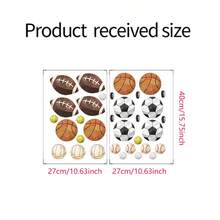 1set Ball Wall Stickers, Including Basketball, Football, Baseball, And Tennis Self-Adhesive Stickers, Suitable For Home Decoration, Room Decoration, And Wall Decoration. Made Of PVC Waterproof Material, Removable - Self-adhesive - View 3