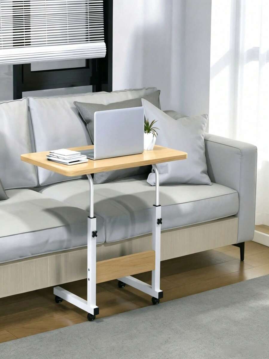 Adjustable Mobile Laptop Side Table, Height Adjustable With Lockable Wheels & Sturdy Wood Tabletop, Multipurpose Overbed Workstation For Bedroom, Sofa, Home Office & Dorm, Ideal For Students, Remote Workers & Small Space Users - Multicolor - View 1