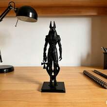 1pc Geometric Anubis Full Body Statue Decor, Supported By Cross, Minimalist Low Poly Base Design, Exquisite Craftsmanship, Suitable For Home Decor, Escape Room Decor, Christmas Gift And Holiday Souvenir - A - View 7