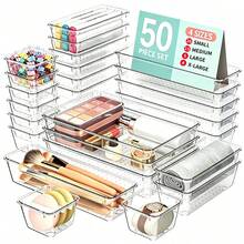 7/20/35/50pcs Transparent Drawer-Style Cosmetic Storage Boxes, Multi-Size Assortment, Suitable For Lipstick, Perfume, Skincare, Lotion And Cream Samples, Vanity/Bathroom/Office/Kitchen Storage, Holiday Gift - Polka dot transparency - View 1