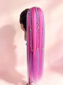 Matte Colorful Rope Ponytail Crochet Hair Extension Hand-Woven Performance Braided Ponytail Wig Hair Tie Hair Band - Multicolor - View 11