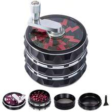 4-Layer Aluminum Alloy Manual Spice Grinder, Metal Polished Hand Crank Herb Grinder, Portable Mortar And Pestle Grinding Tool, High-End Gift For Kitchen And Home Use - Black - View 2