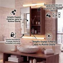 Botiquín con Espejo para Baño, Gabinete de Pared Impermeable con Compartimentos para Medicamentos, Cosméticos y Productos de Higiene, Organizador Multifuncional Ahorrador de Espacio para Baño, Recámara y Hogar, Diseño Compacto, Práctico y Fácil de Limpiar - Marrón - Ver 8