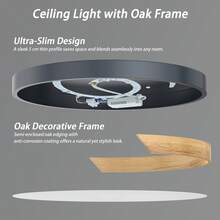 LED-Deckenleuchte aus Holz, runde, moderne, flache Holzlampe für Wohnzimmer, Schlafzimmer, Badezimmer, Küche, Flur, Kinderzimmer, Büro, 6000 K – 6500 K (Weiß/Grau, 96 W, dimmbar) - Dimmbar - Übersicht 6
