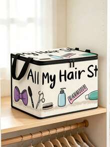 All My Hair Stuff Storage Box With Lid, Foldable Storage Box, Storage Box, Storage Box, Large Capacity, Book Organization, Holiday Gift, Office Organization, Under Bed Storage, Rental Home Organization, Can Be Used For Work, School, Dorm Storage, Back To School, Travel Essentials, Dorm Essentials, Wedding Bride Gift, Mother's Gift, Birthday Gift, Holiday Souvenir, Back To School Gift, Graduation Gift - Multicolor - View 11