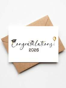 OBOVAY 1pc 2026 Graduation Card With Envelope - Congratulations Greeting Card For Daughter & Son - Perfect Graduation Gift For High & College Graduates, Blank Inner Page For Writing - New Arrival - View 3