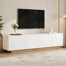 TV Stand, Modern Low TV Cabinet For Living Room, TV Console With Doors, Modern Design, Sideboard With Storage, Arched Front, Cabinet - White - View 5