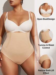 1pc Plus Size Women's Seamless Tummy Control Butt Lifting Shaping Panties - Apricot - View 4