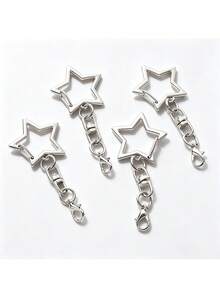 30/50PCS Star-Shaped Keychain Clips, 4 Colors Star-Shaped Lobster Clasp, Alloy Lobster Claw Clasp With Rotating Hook Ring And Spring Gate Ring, Suitable For DIY Crafts, Keychain Making And Key Ring Making - Star + Lobster Clasp - View 1