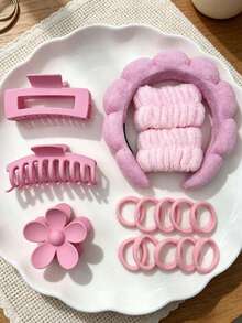 Solid Color Polyester Hair Claw Suitable For Daily Wear - Multicolor - View 7
