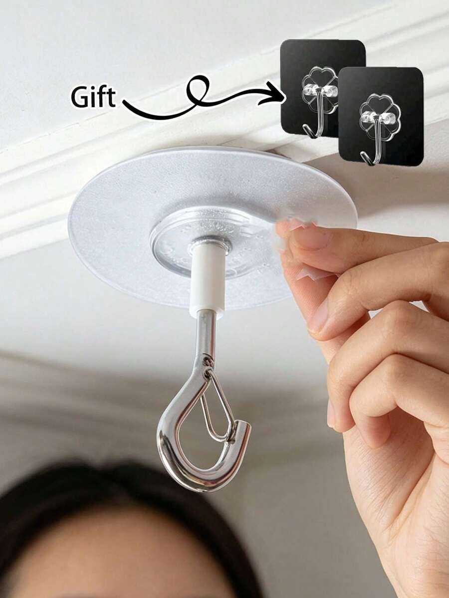 3/5/7/1pc Self-Adhesive Ceiling Hooks, Heavy-Duty Windproof Screw-Style Hanging Hooks, Reusable Wall & Ceiling Mount Bracket, For Outdoor Garden Flower Pot, Home Hanging Decoration, Perfect For Plants, Lights, Graduation, Mom Gift - Multicolor - View 1
