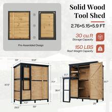 Outdoor Wooden Storage Shed With Foldable Workbench, Solid Fir Garden Tool Cabinet With Adjustable Shelves And Weatherproof Design For Home Organization - Light Oak - View 12