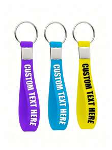 Customizable Glowing Silicone Wristband Keychain / Customizable Text / Ideal For Birthday Parties / Flexible Silicone Strap With Clip Ring - Multicolor - View 6