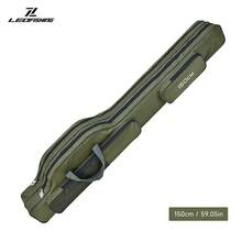 LEOFISHING 2-Layer Large Capacity Fishing Rod Bag, Waterproof Oxford Cloth Foldable Fishing Tackle Storage Case, Hand & Shoulder Carry Pole Bag Available In 100/130/150cm Sizes Green Black - Army Green - View 13
