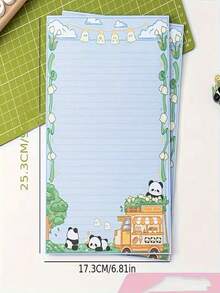 30 Sheets Panda Cartoon Notebook, Cute Panda & Floral Design, Macaron Color High-Quality Paper, Detachable Pages, Suitable For Journaling, Sketching, Scrapbooking, Aesthetic Stationery Gift For Panda Lovers - Multicolor - View 10