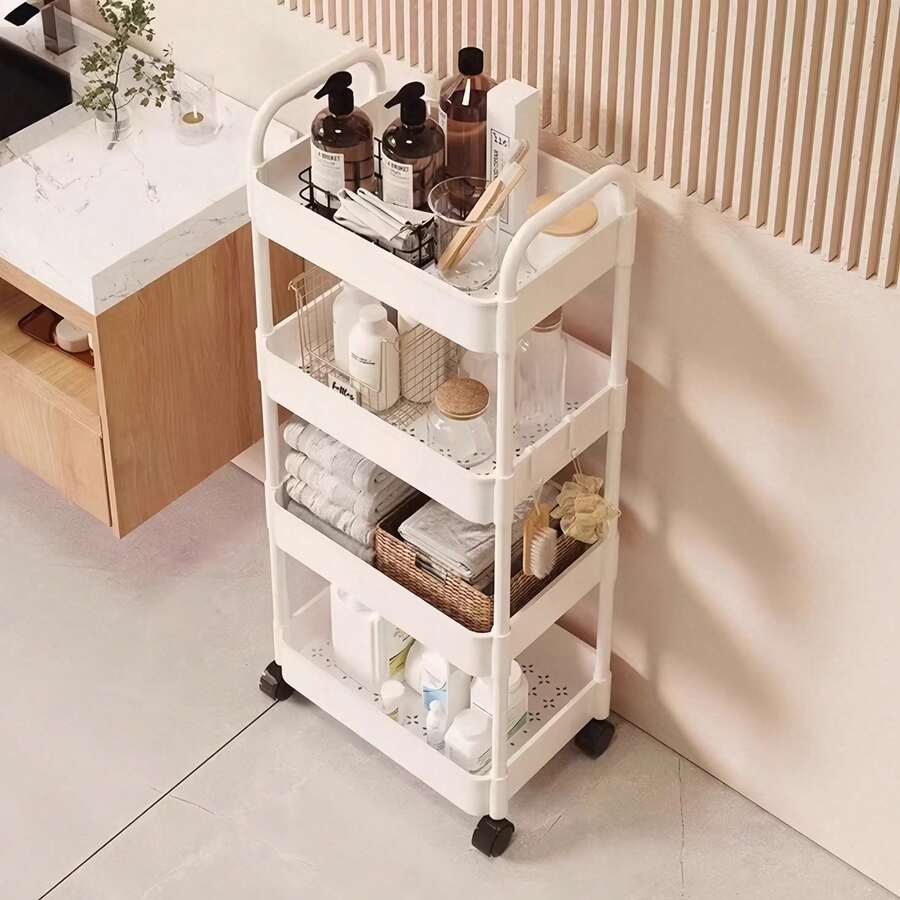 Multi-Layer Rolling Storage Cart - Compact Space-Saving Design, Sturdy Plastic Construction, Suitable For Kitchen, Bathroom, Bedroom, Office, Warehouse, Garage - Easy To Assemble, Versatile Multi-Layer Shelf, Household Storage Rack, Requires Manual - Car Storage Rack/Black - View 1
