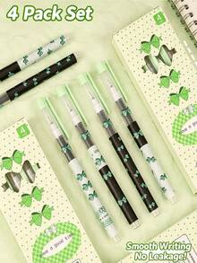 4pcs Mori Style Bow Neutral Pens, 0.5mm Black Ink, Back To School Student Classroom Note-Taking, Problem Solving Writing, Office Daily Record, Journaling, Memo Marking, Stationery Gift - A - View 3