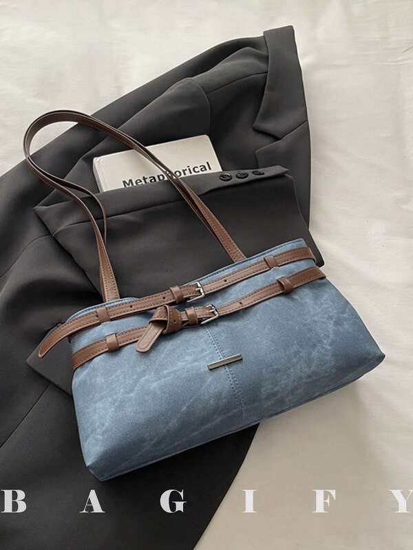 New Fashion Metal Decor Handbag Shoulder Bag, Suitable For Parties, Gatherings, Outings, Vacations, Shopping And Daily Use, Can Store Coins, Phones, Also Can Be Used As Work Bag For White-Collar, College Students And Office Workers, Elegant Designer Bag For Women
