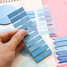 6pcs/Pack Index Tabs Labels PET Semi-Transparent Blue Series Sticky Notes Marker Tabs Student Textbook Record Tabs Reading Book Memo Tabs School Supplies Back To School Supplies Ultra-Thin Index Tabs - one-size - View 3