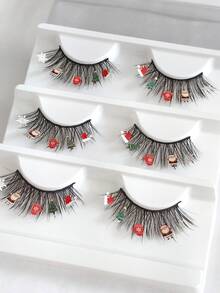 aHoneya 3 Pairs Christmas Eyelash Full Strip Halloween Eyelashes Pairs Of Christmas Lashes - View 7