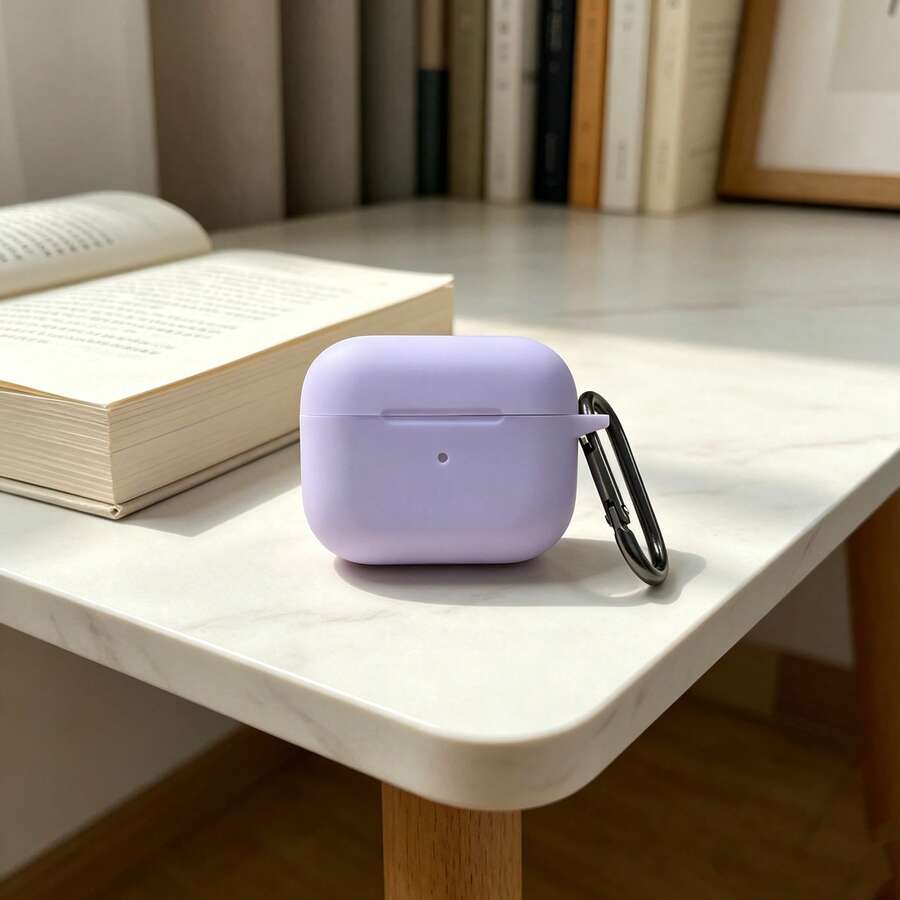 1件純色矽膠耳機保護套,適用於AirPods - 淺紫 - 查看 1