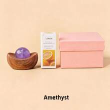 1PC Natural Crystal Yuanbao Shape Aromatherapy Ornament, Amethyst & Rose Quartz Crystal Ball Incense Holder, Healing Mineral Essential Oil Diffuser - Crystal Ball Ingot Aroma Diffuser - View 18