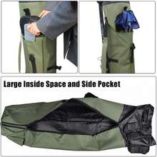 Bolsa para vara de pesca, estojo para carretel, suporte para vara de pesca, organizador de equipamentos de pesca, bolsa de transporte para viagem. - Verde Militar - Visão 9