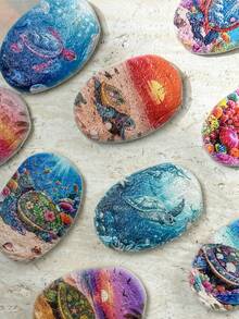 1pc Random Pattern Realistic Stone Texture Resin Material Ocean Sea Turtle Design Creative Fridge Magnet, Suitable For Home Decor, Refrigerator Magnet And Travel Beach Cultural Creative, Personalized Holiday Birthday Gift - Ocean Fridge Magnet - View 4