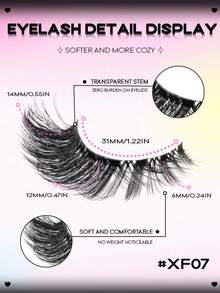GROINNEYA 7 Pairs New Cat Eye False Eyelashes, Natural Lengthening Transparent Stem Lashes, Flared Ends For Dramatic Look, Faux Mink Hair Eyelashes, Makeup Use (XF07), Halloween - Cat Eye Lashes - View 4