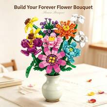 Multi-Style Building Block Flower Bouquet Assembly Toy DIY Eternal Flower Artificial Floral Decor Handmade Gift - Multicolor - View 5