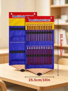 Pencil-Shaped Design Classroom & Office Storage Hanging Bag, Holds Up To 30 Pencils Each, Hanging Pencil Storage Bag, Classroom Wall-Mounted Organizer, Student Office Stationery Organizer, Suitable For Home, Classroom, Office, Library Storage - Pencils Not Included - A - View 6