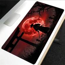 1pc Red Swordsman Large Gaming Mouse Pad, Black Silhouette Extended Desk Mat, Office Desk Accessory Non-Slip Computer Pad, Rubber Base Laptop Keyboard Pad, Durable Spill-Proof For Home Office Gaming - View 3
