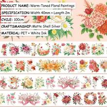 Loop100cm 2m/Roll Golden Foil Spring Countryside PET Tape Forest Wildlife Floral Decorative Tape For Sticker Scrapbooking Journal Card Making Stationery - 2M - View 14