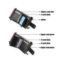 CAIBAOLAI Women's RFID Zipper Credit Card Wallet PU Leather Coin Purse Snap Button Tri-Fold Unisex Wallet,Wallets For Man - Multicolor - View 8
