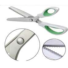 Green Safety Edge Scissors, Comfortable Grip, Hand-Held Serrated Sewing Scissors, Professional Tailoring - Zigzag Stitch - View 12