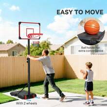 Height‑Adjustable Portable Basketball Hoop Stand, 178‑208cm Free‑Standing Basketball Net System, Mobile Basketball Goal For Outdoor Garden Backyard Driveway - Red - View 5