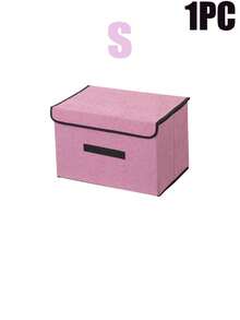 1pc Foldable Storage Box, Large Capacity Organizer Bin, Portable Clothing Storage Box, Suitable For Underwear, Socks And Other Items Dustproof And Moisture-Proof Wardrobe Storage, Closet Organizer, Vanity Storage Box, Dormitory Clothes, Toys, Books, Snacks And Other Miscellaneous Items Storage, Linen Material Foldable Storage Container, Multi-Functional Home Storage Box, Clothing Organizer Storage Box - Pink - View 12