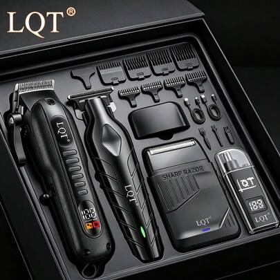 LQT Mini Home Hair Cutting Tools (1pc/2pcs/3pcs/4pcs), Men's Hair Clipper, Foil Shaver & Ear Nose Hair Trimmer, USB-C Charging, Equipped With Guide Combs, Portable For Travel, Men's Beard Grooming, Ideal Men & Father's Day Gift