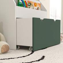 Estante infantil multifuncional com 3 prateleiras e uma gaveta, 62,5 cm (comprimento) x 30 cm (largura) x 70 cm (altura), verde - A - Ver 11